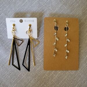 Elegant Clip-On Earrings, 2 pairs